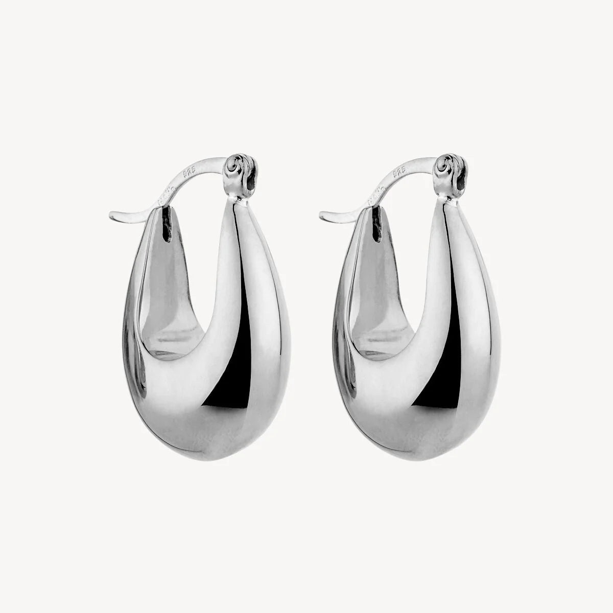 Najo E6932 Silver Teardrop Hoop Earring
