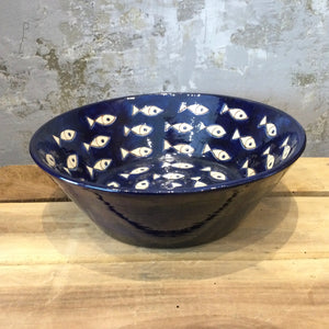 Spanish Fish on Blue Conical Bowl 17cm