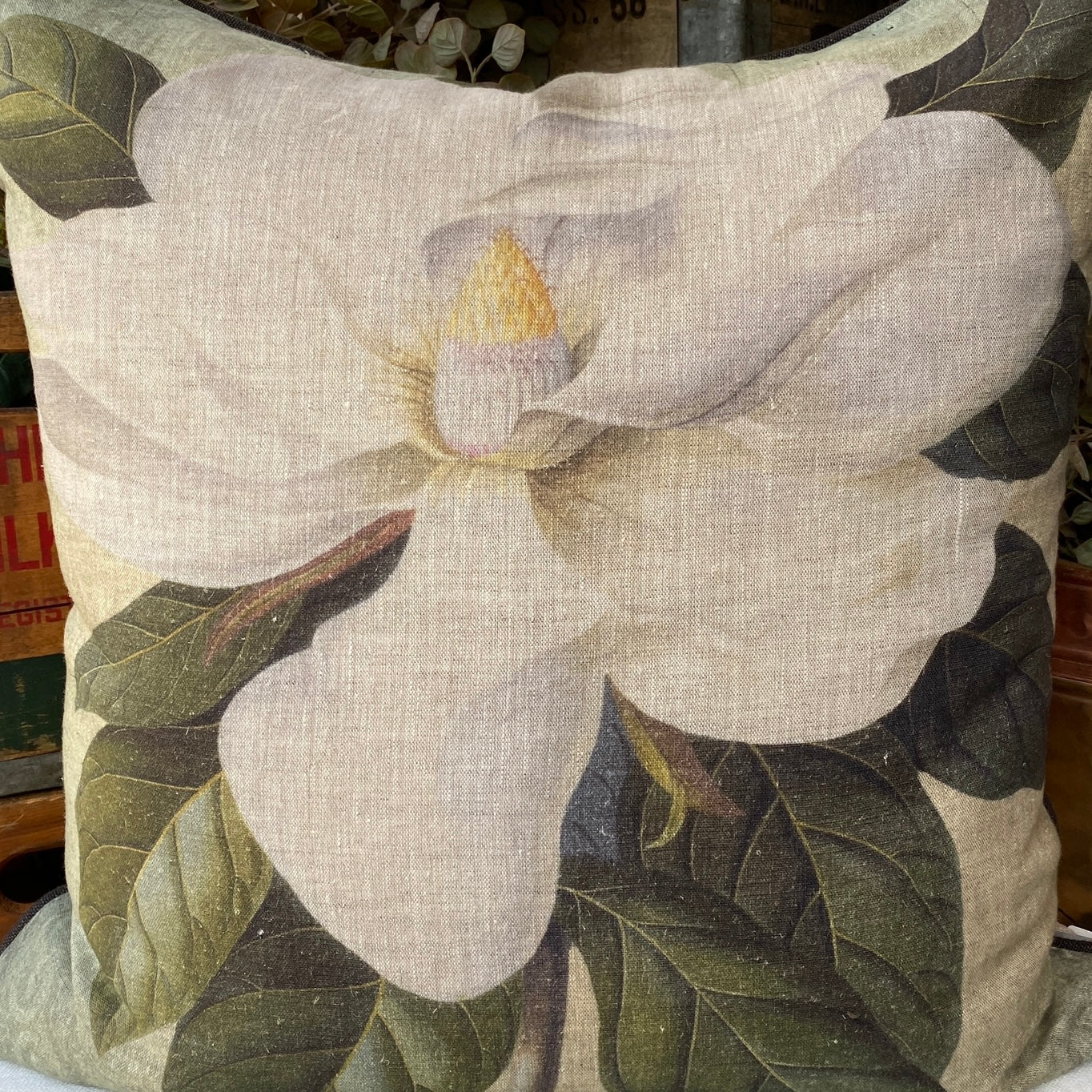 French Linen 'Magnolia Morning' Cushion