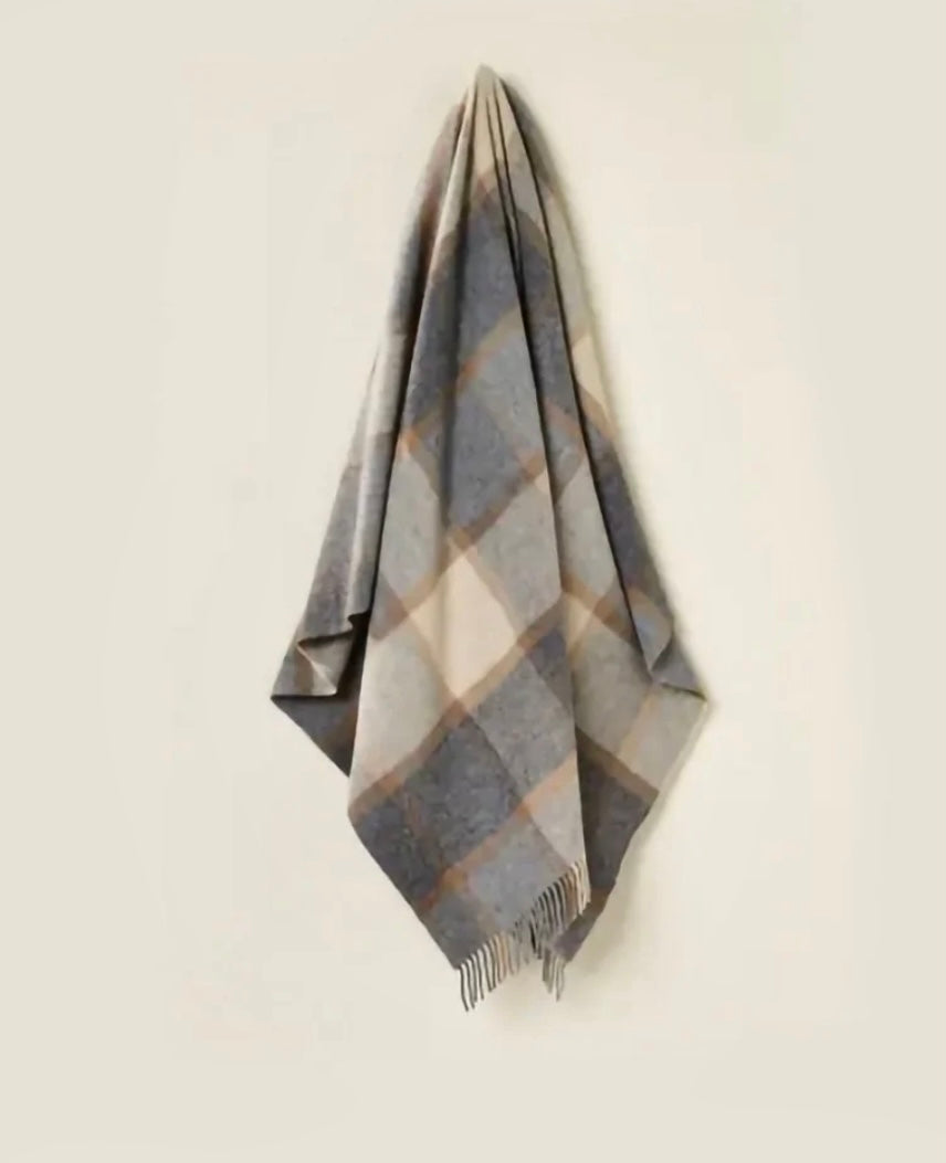 Bronte Windowpane Throw Beige Grey