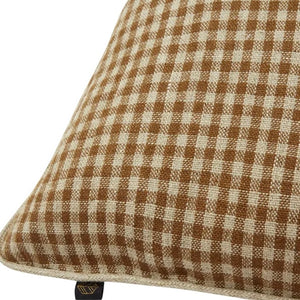 Gingham Ana Linen Cushion- Cinnamon