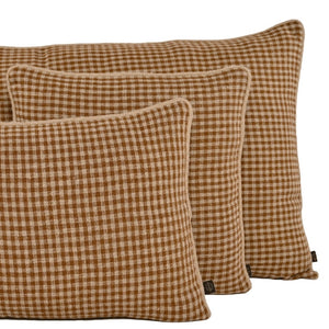 Gingham Ana Linen Cushion- Cinnamon