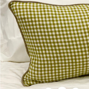 Gingham Ana Linen Cushion- Citrus