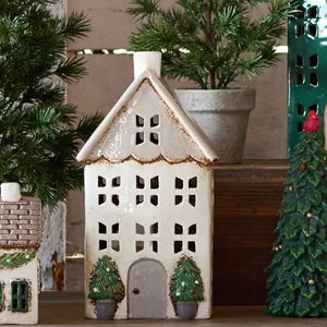 Ceramic Tealight House Stone with Pots Med