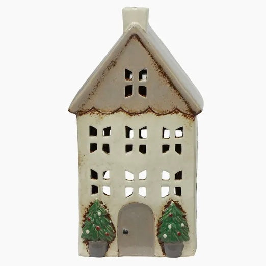 Ceramic Tealight House Stone with Pots Med