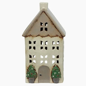 Ceramic Tealight House Stone with Pots Med