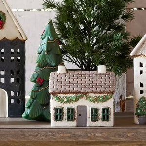 Ceramic Tealight Cottage with Swag