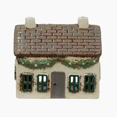 Ceramic Tealight Cottage with Swag