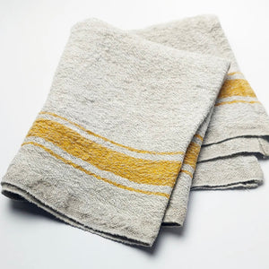 Linen Tea Towel- Vintage Mustard Stripe