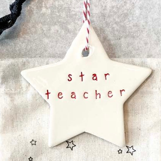 Ceramic Hanging Tag- Star Teacher