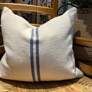Grainsack Linen Cushion Double Blue Line
