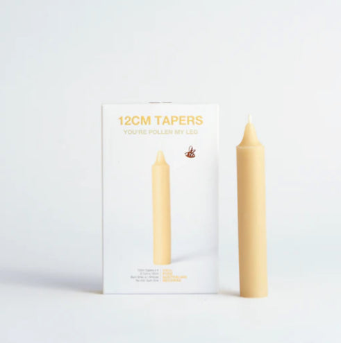 Queen B Beeswax  Taper Candle 12cm Box4