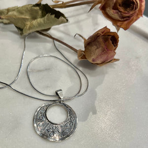 Oxidised Disk Necklace