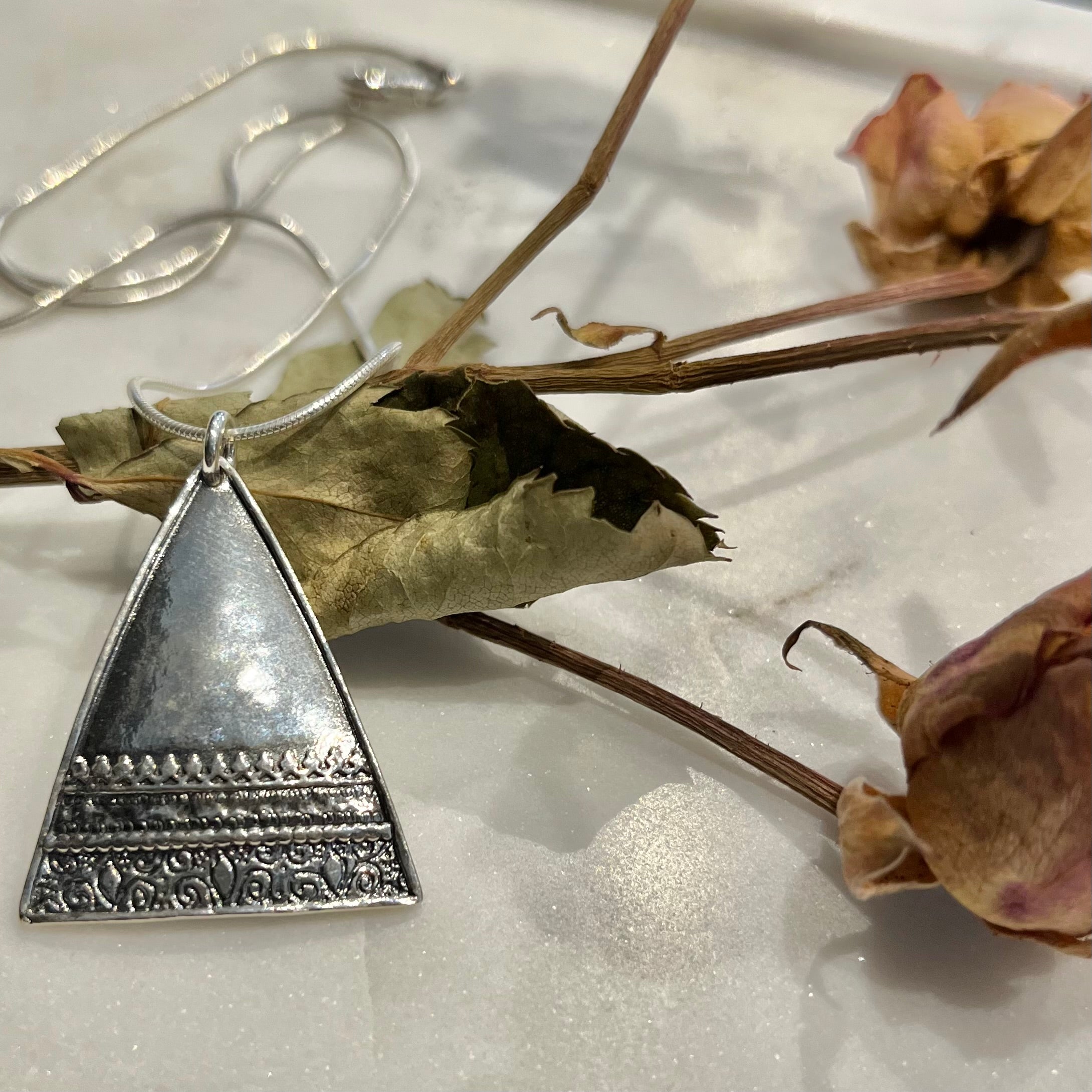 Oxidised Triangle Necklace