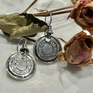 Oxidised Disk Coin Earrings