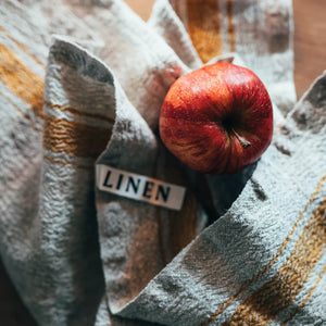 Linen Tea Towel- Vintage Mustard Stripe