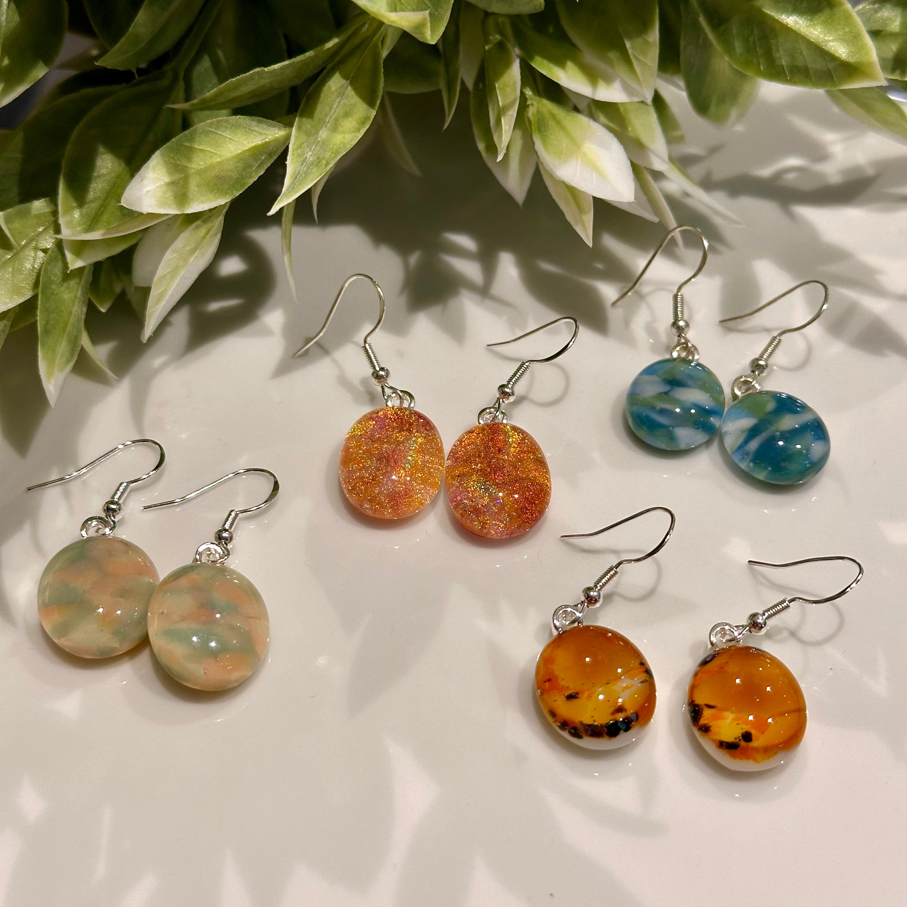 Glass  Drop Earrings- Oval