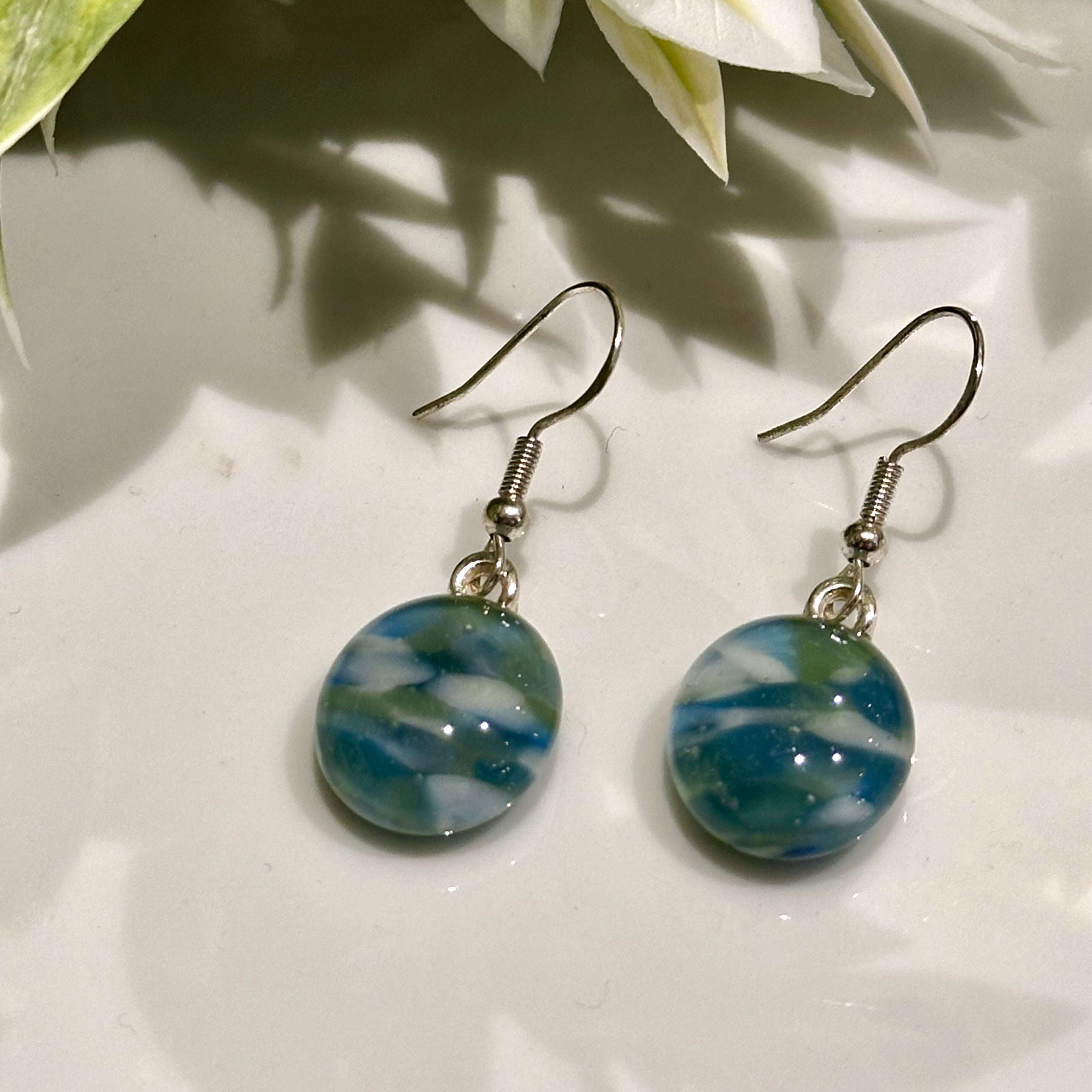 Glass  Drop Earrings- Oval