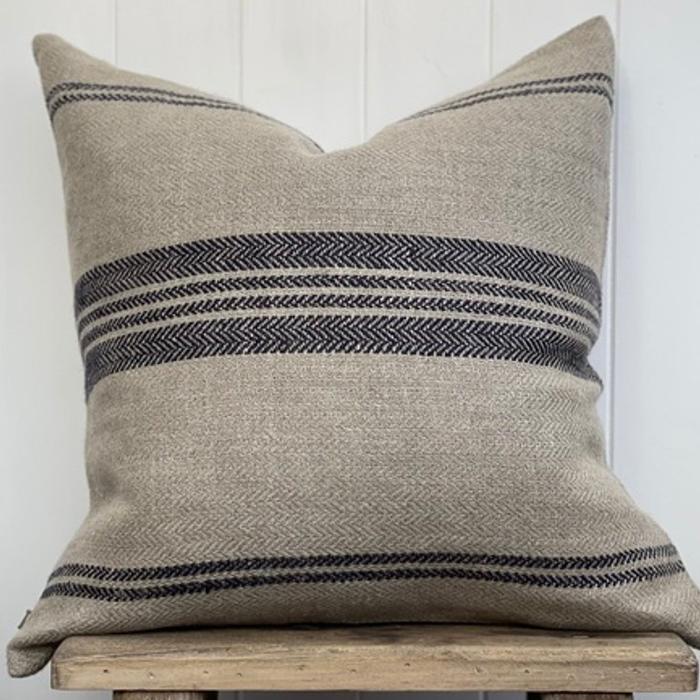 Rustic Empire Herringbone Navy Cushion