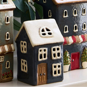 Ceramic Tealight 'House' Navy