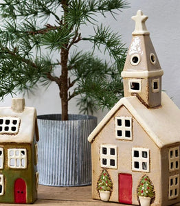 Ceramic Tealight 'Church'  Stone