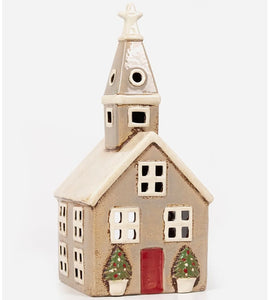Ceramic Tealight 'Church'  Stone