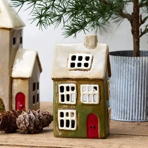 Ceramic Tealight 'House' Green