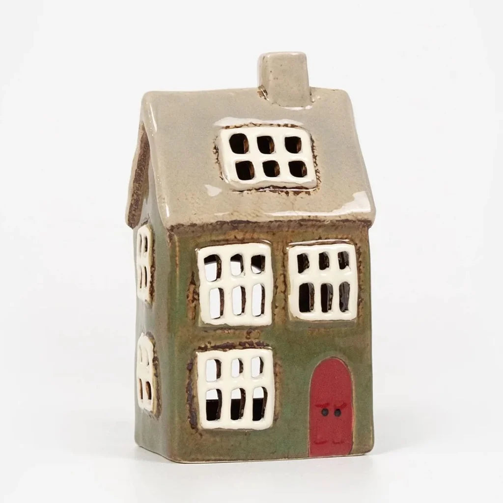 Ceramic Tealight 'House' Green