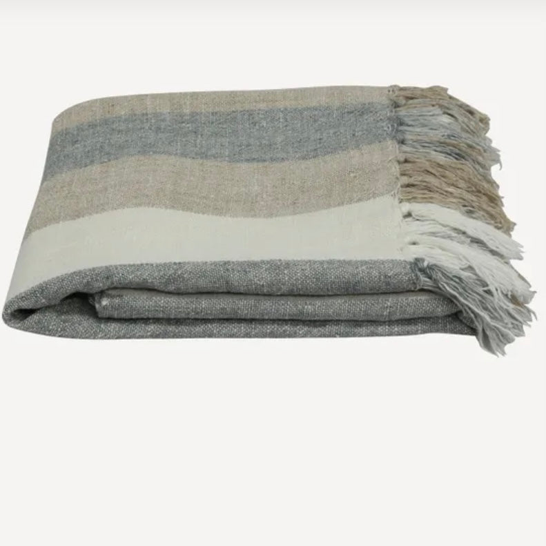 Marine Stripe Linen Throw