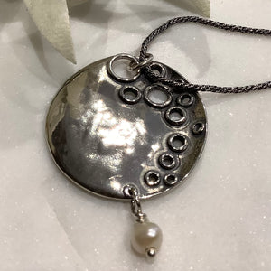 Oxidised Silver Disk Necklace