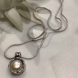 Oxidised Silver Pearl Necklace