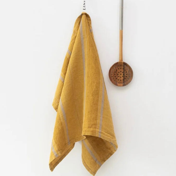 Linen Tea Towel  Amber/Bronze Stripes