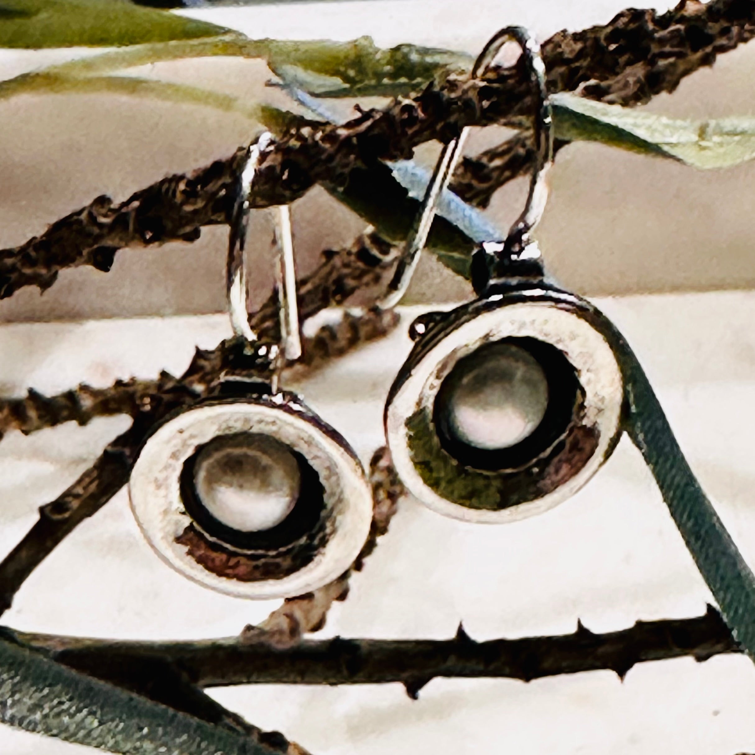 Oxidised Pearl Earrings