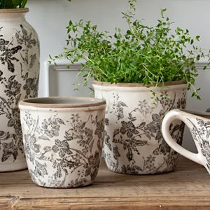 Planter- Black Floral